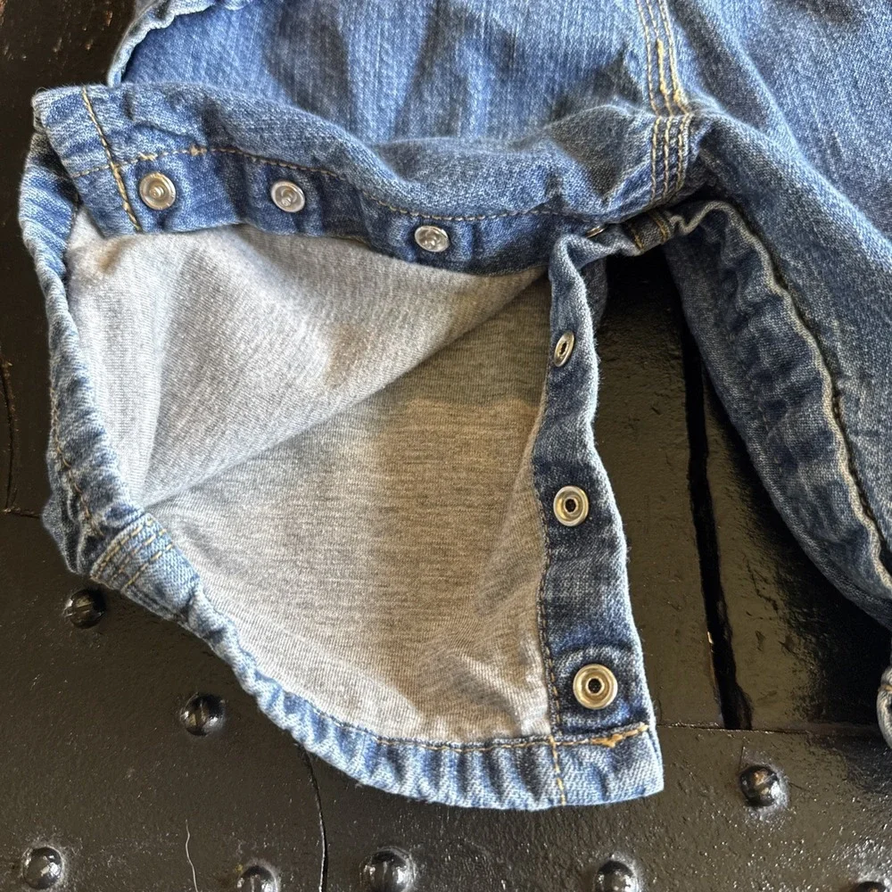 VTG Baby Gap Carpenter Lined Bibs Overalls Denim Jeans 3-6mo Y2K Logo 12/05 Bear